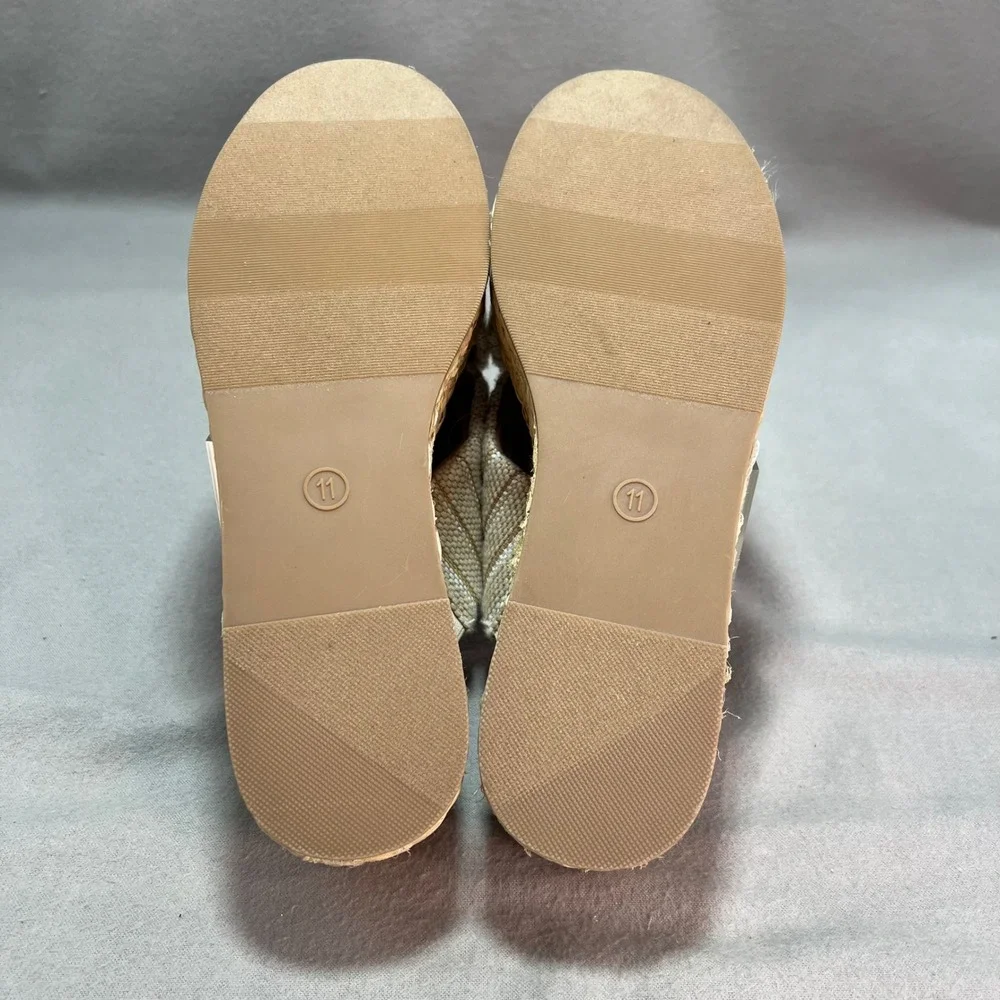 Universal Thread Desi Platform Slip On Sandals Light Beige Striped Espadrille 11